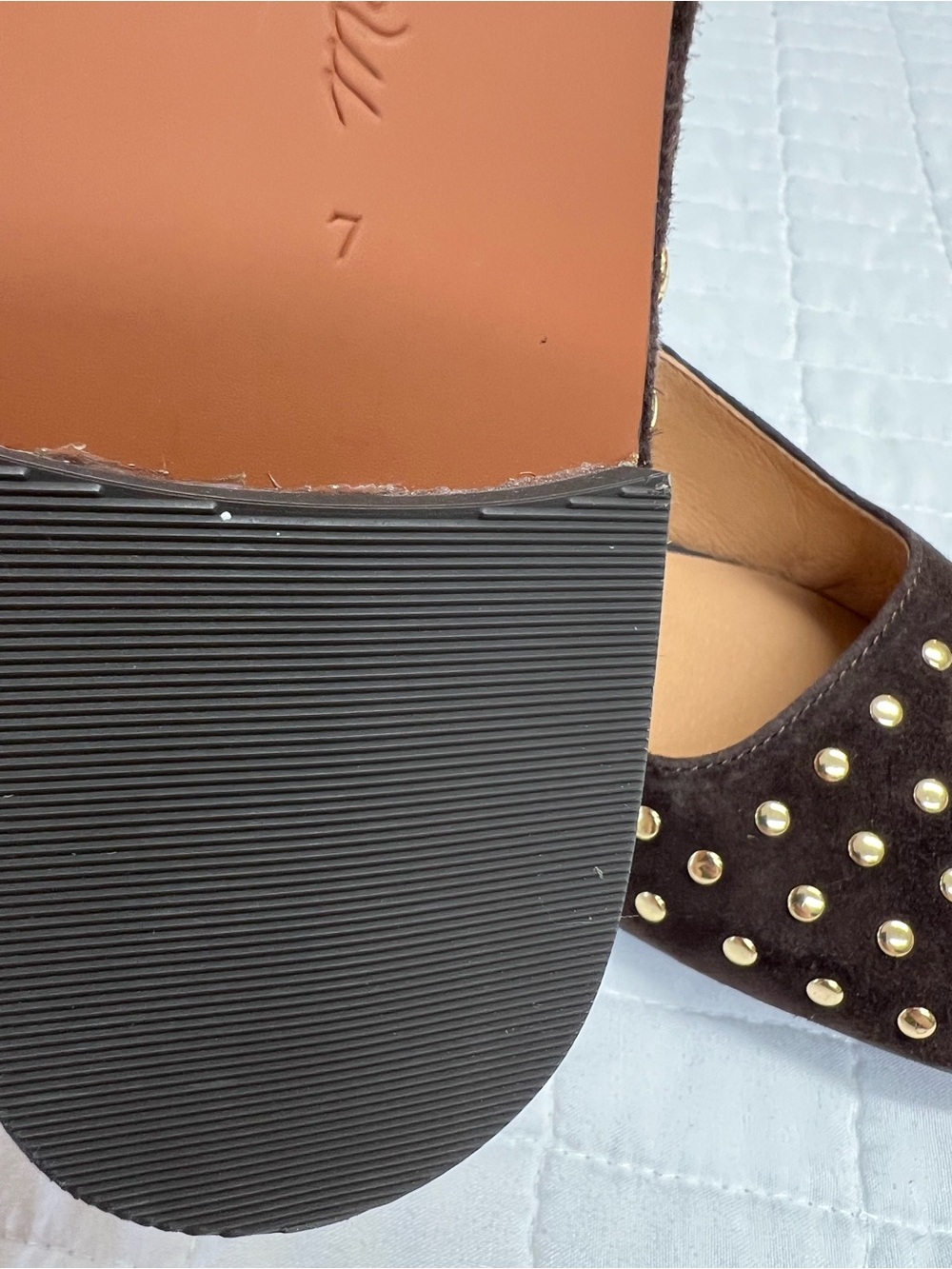 Madewell The Greta Ballet Flat Mule Studded in Dark Carob Brown Size 7 - Picture 11 of 11
